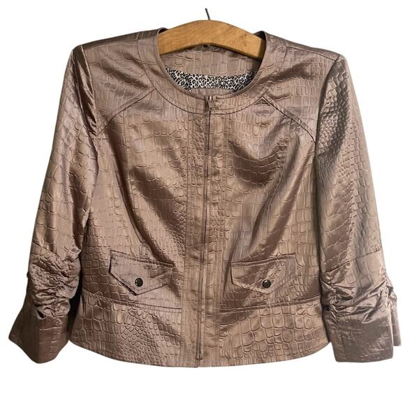 Elegantissimo Firenze Embossed Leather Look Jacket Size 10 - Picture 1 of 10